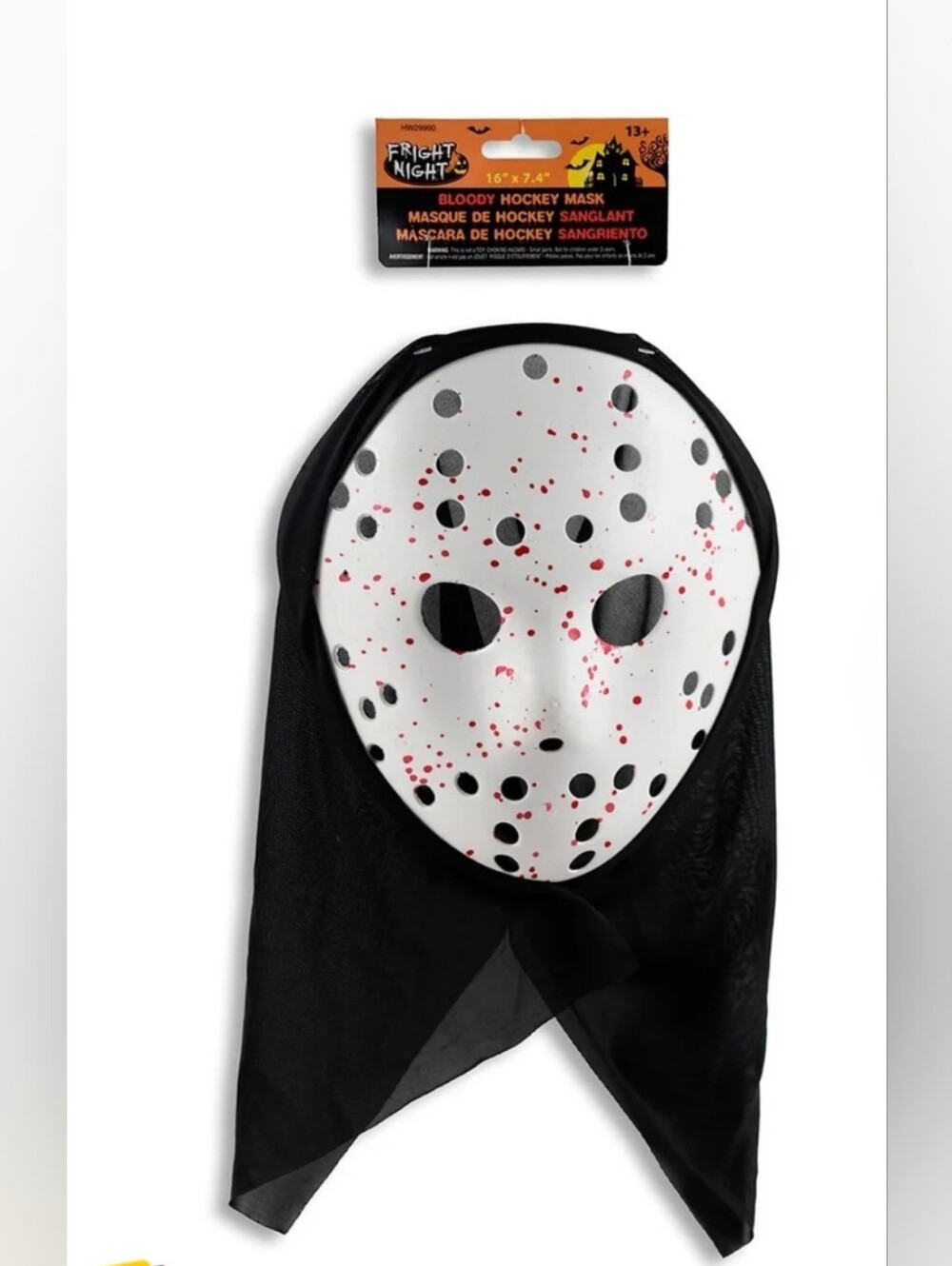 Fright Night Bloody Jason Hockey Mask Costume - White & Black